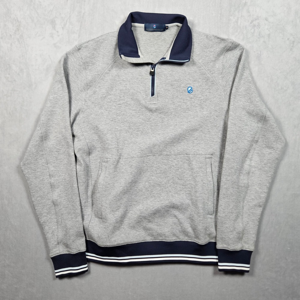 Extracurricular Sweatshirt Mens Medium Gray Quarter Zip Pullover Tipped Golf